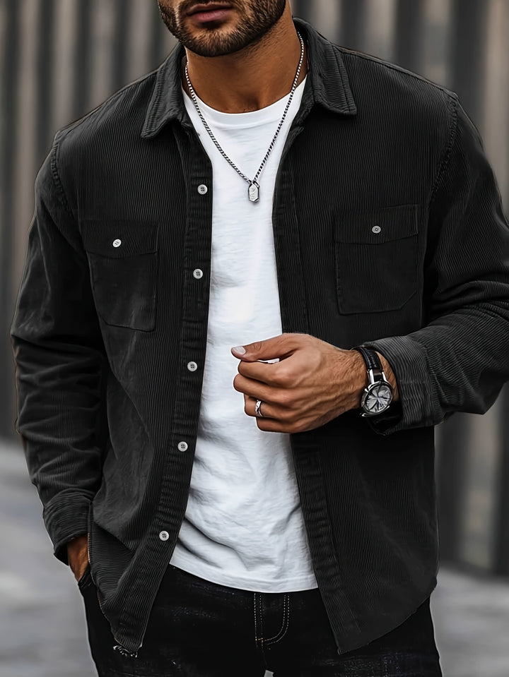 Classic Corduroy Shirt Jacket with Dual Chest Pockets