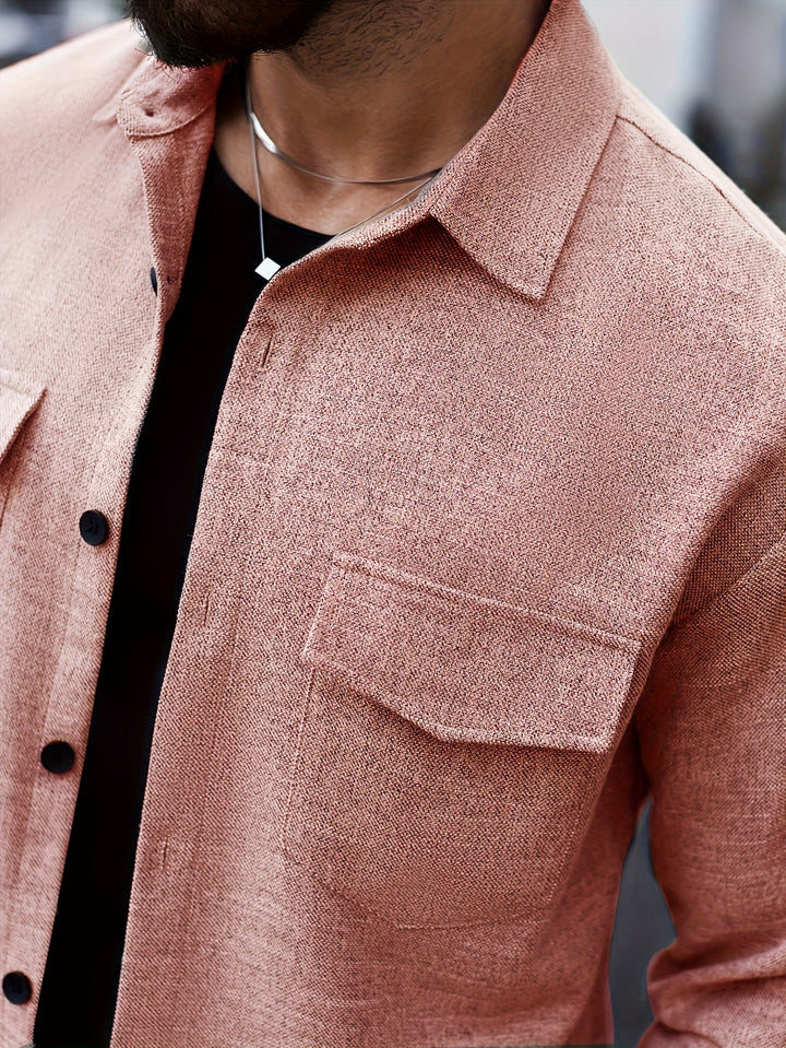 Long Sleeve Lapel Shirt & Chest Pockets