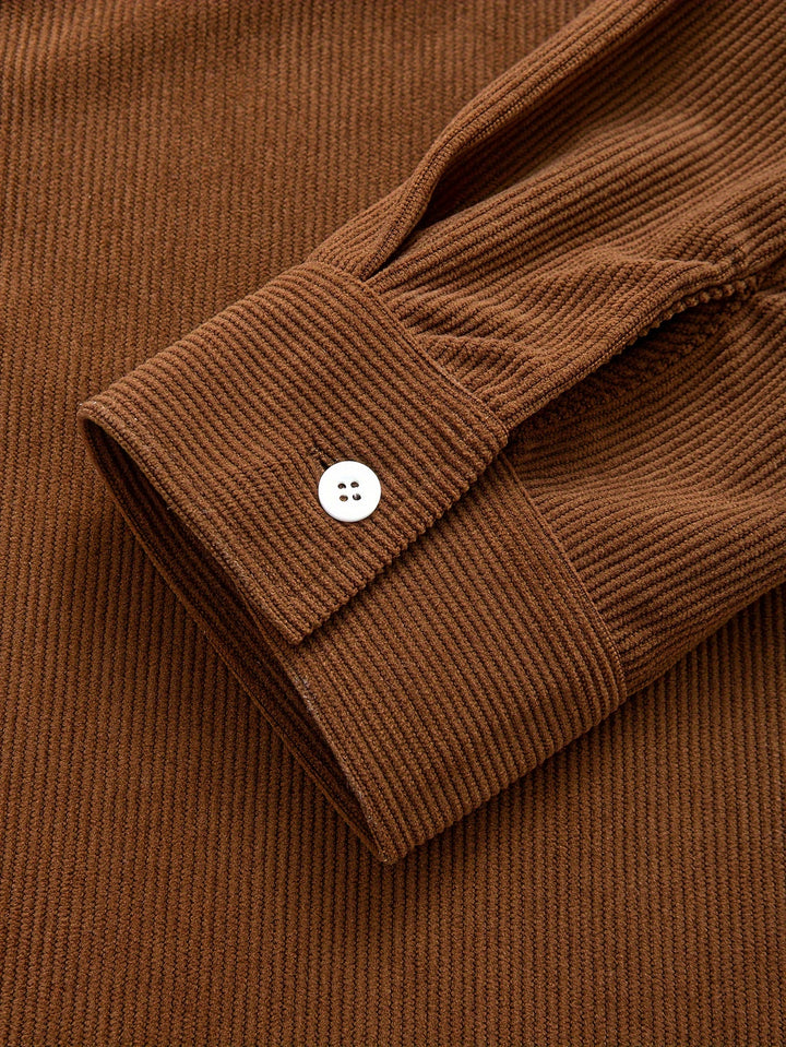 Classic Corduroy Shirt Jacket with Dual Chest Pockets