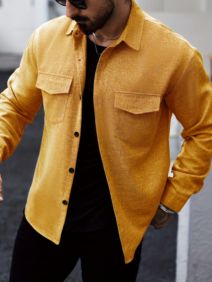 Long Sleeve Lapel Shirt & Chest Pockets