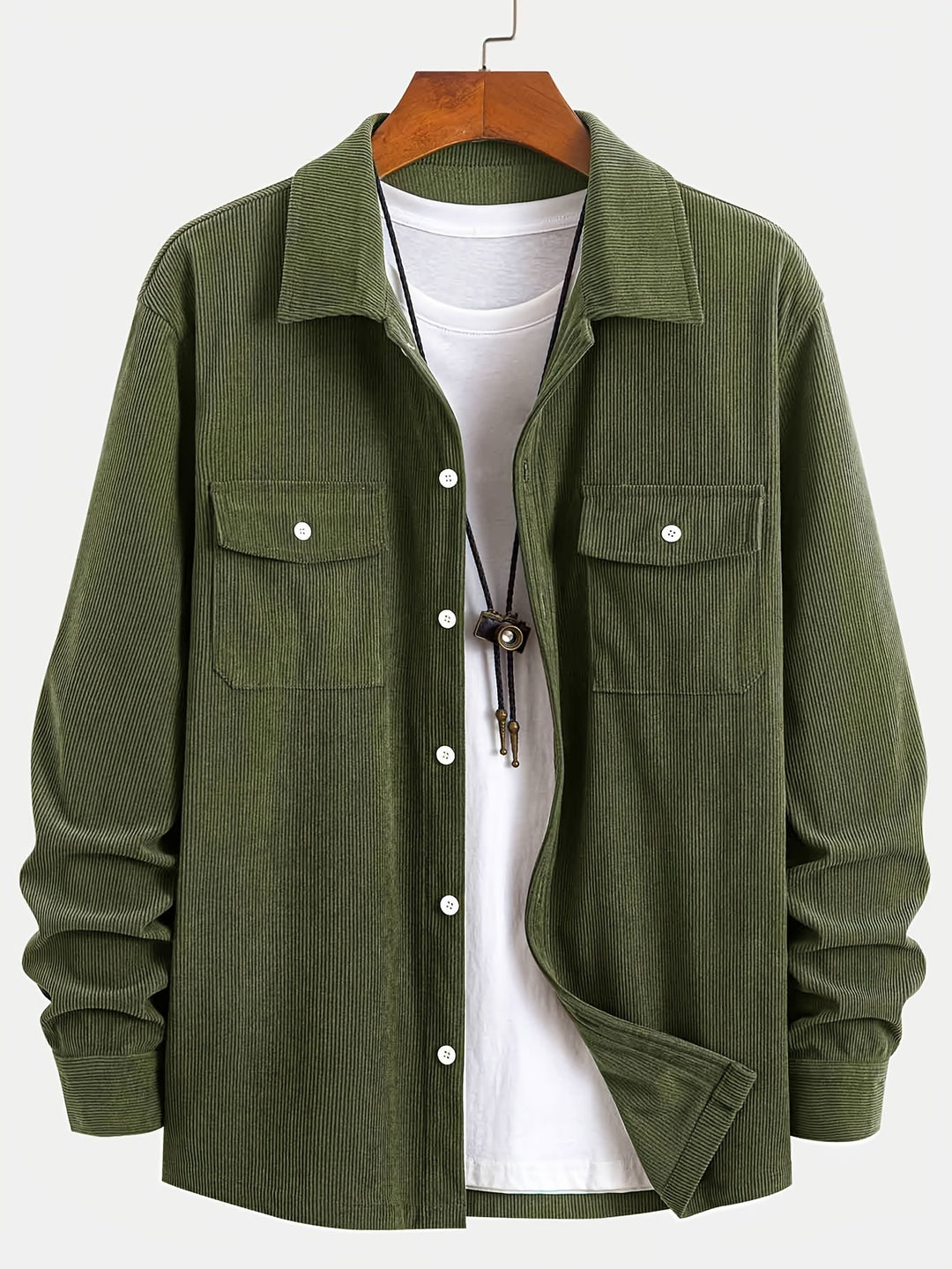 Classic Corduroy Shirt Jacket with Dual Chest Pockets