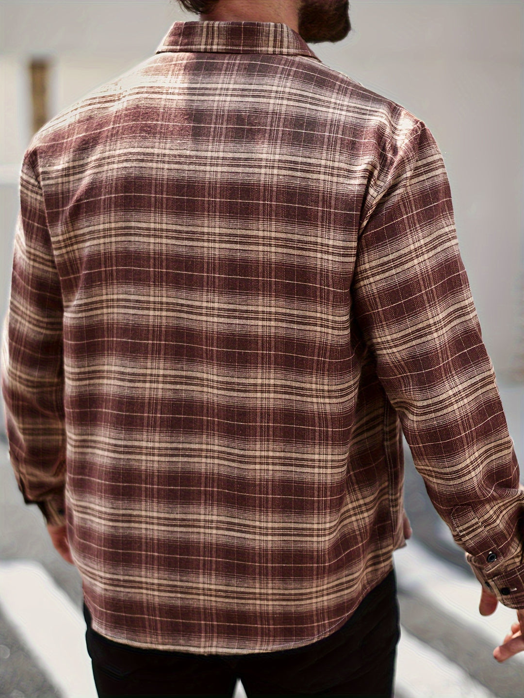 Plaid Pattern Turn-Down Collar Long Sleeve