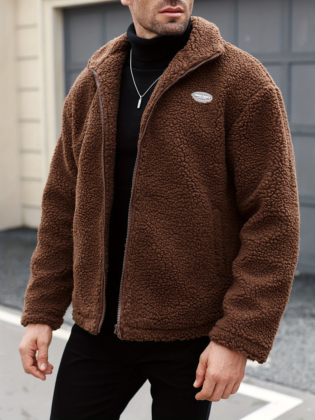 Patched Fleece Lining Jacket