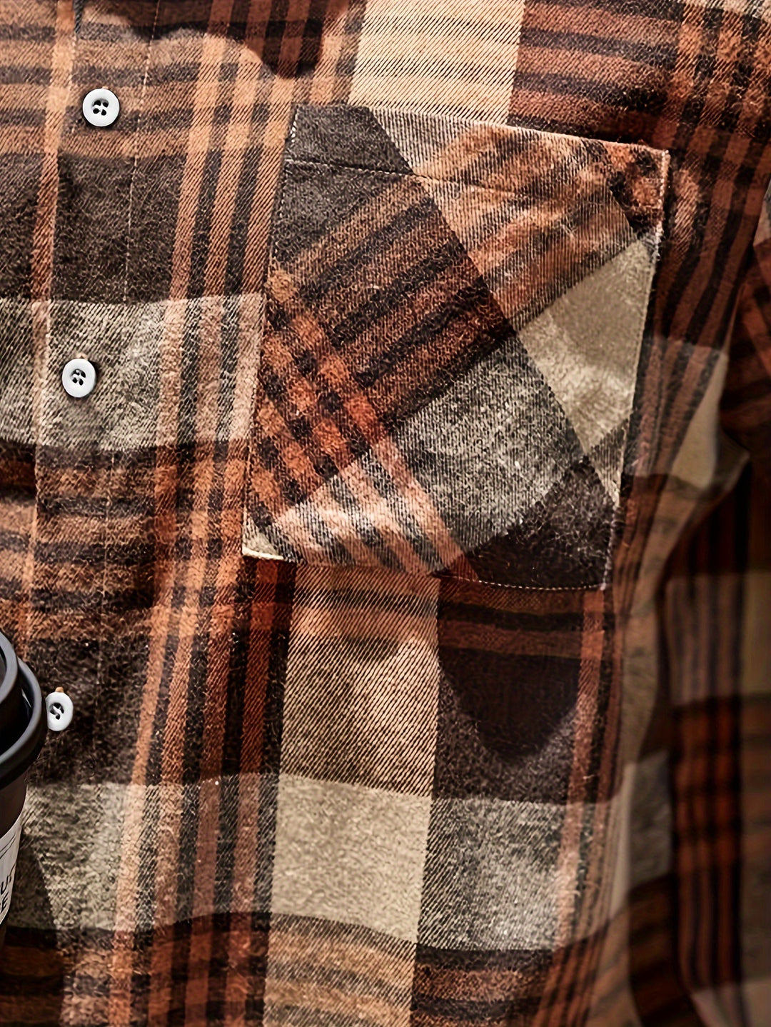 Plaid Button Shirt With Turn-Down Collar
