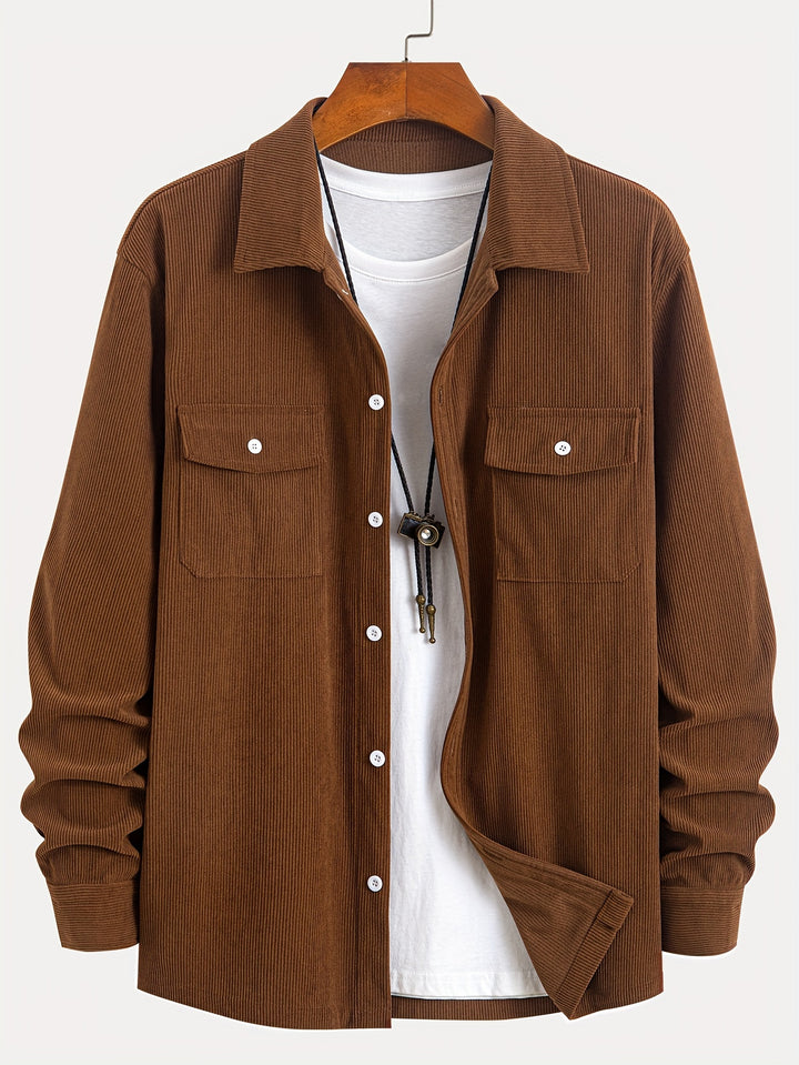 Classic Corduroy Shirt Jacket with Dual Chest Pockets