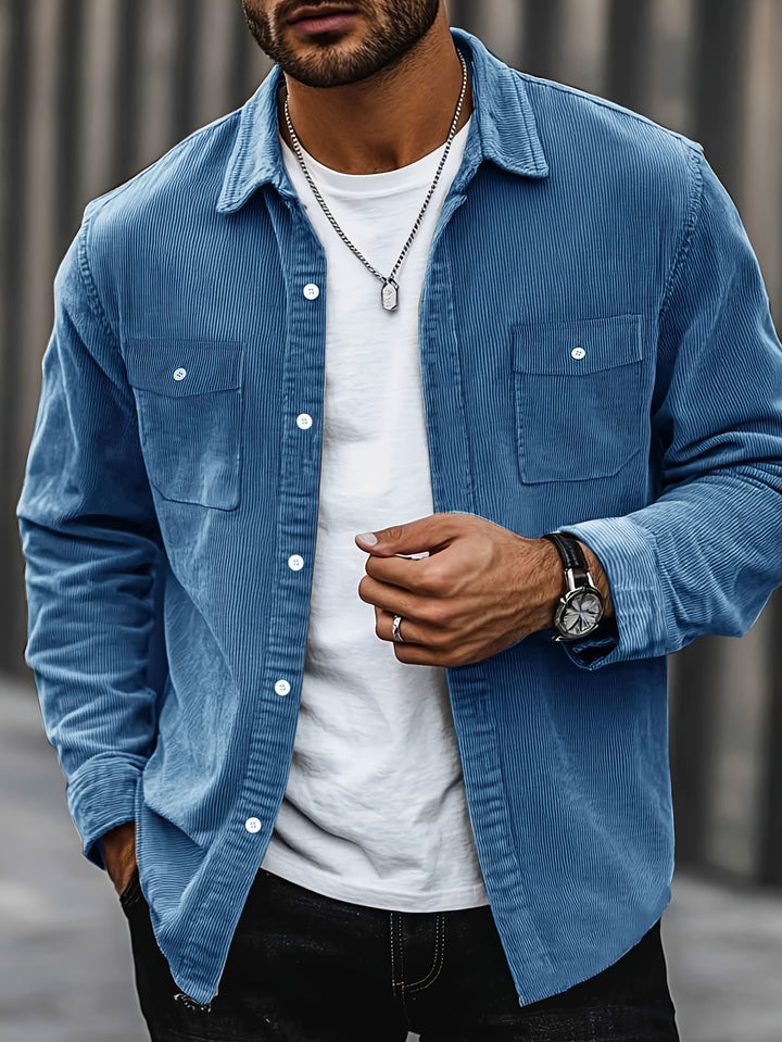 Classic Corduroy Shirt Jacket with Dual Chest Pockets