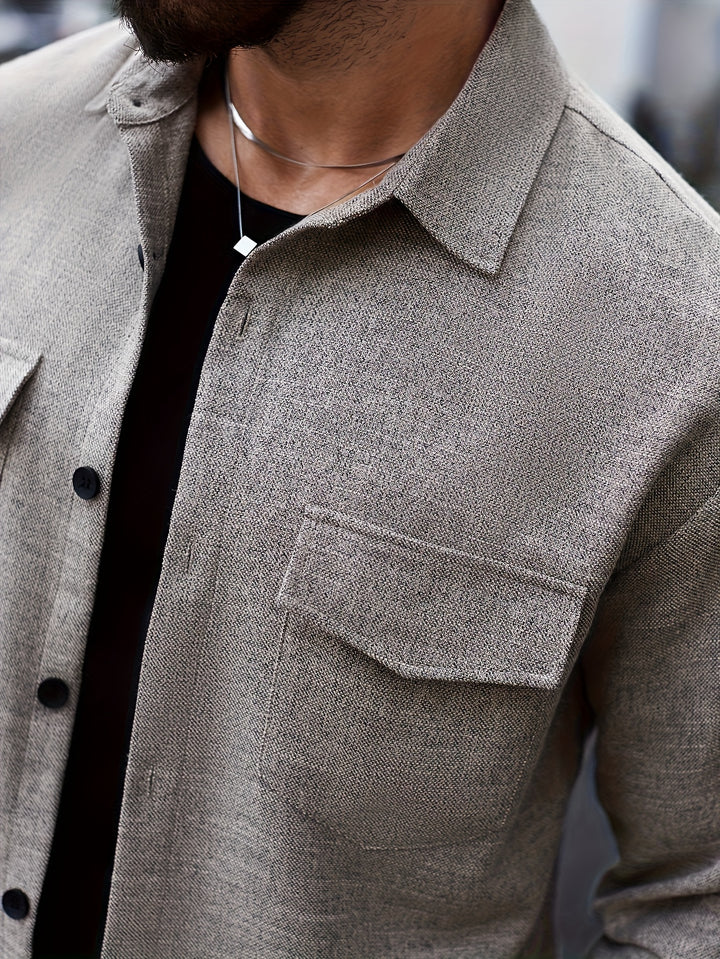 Long Sleeve Lapel Shirt & Chest Pockets