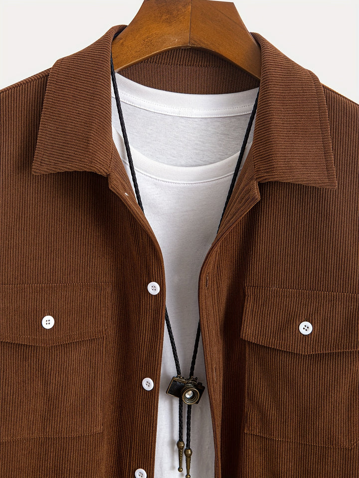 Classic Corduroy Shirt Jacket with Dual Chest Pockets