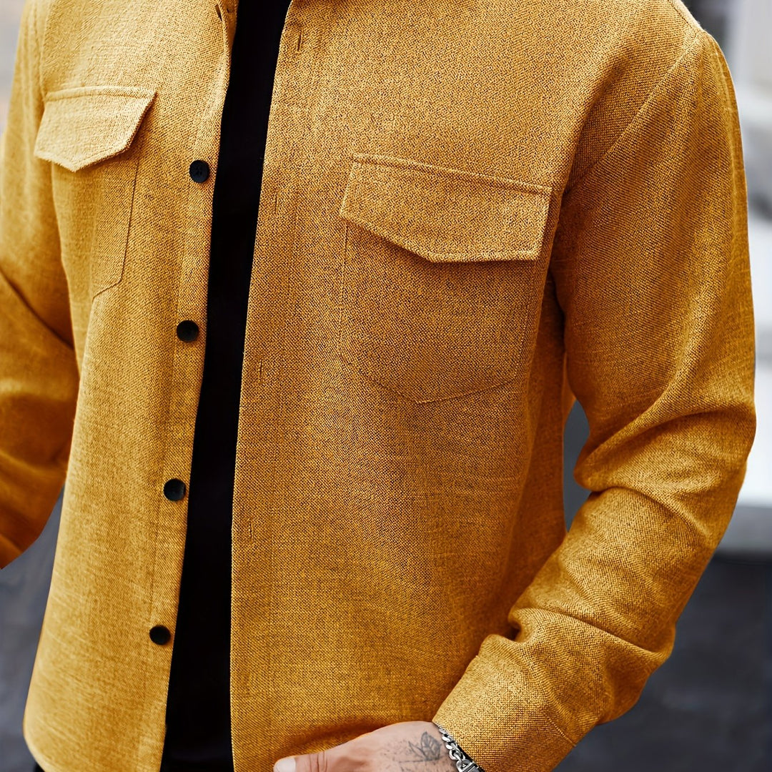 Long Sleeve Lapel Shirt & Chest Pockets