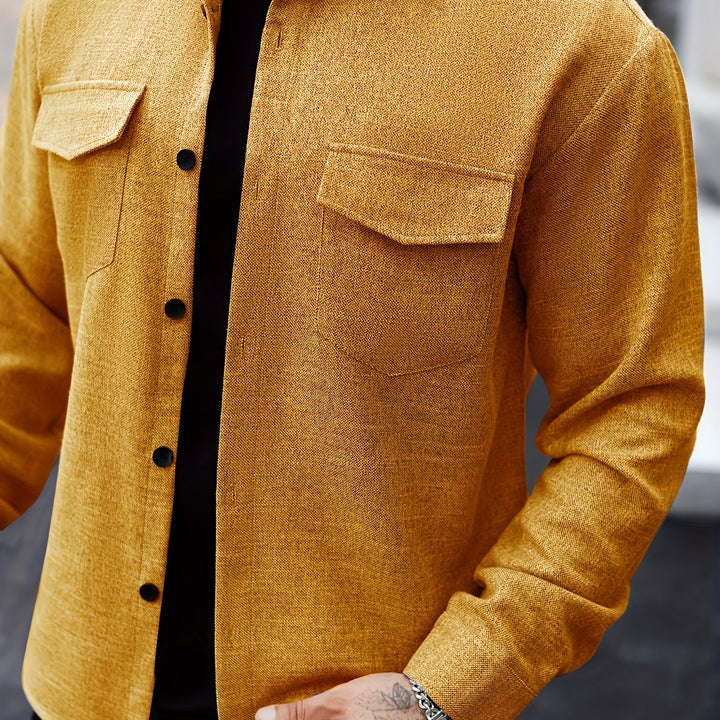 Long Sleeve Lapel Shirt & Chest Pockets