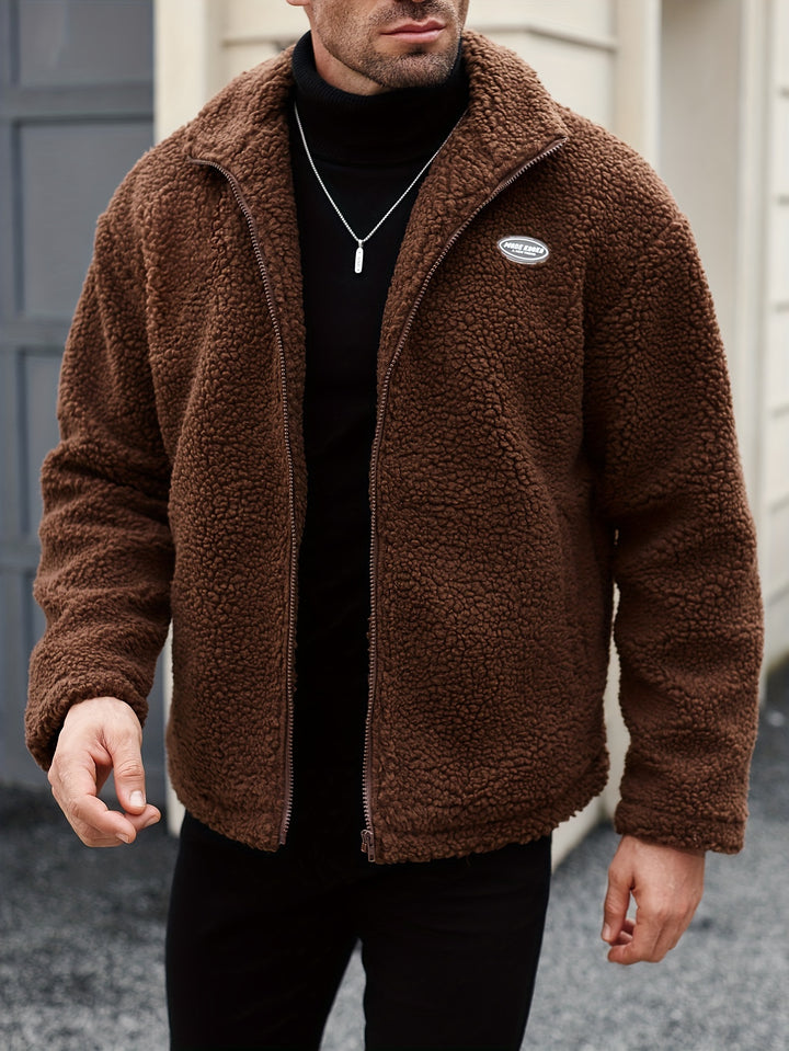 Patched Fleece Lining Jacket