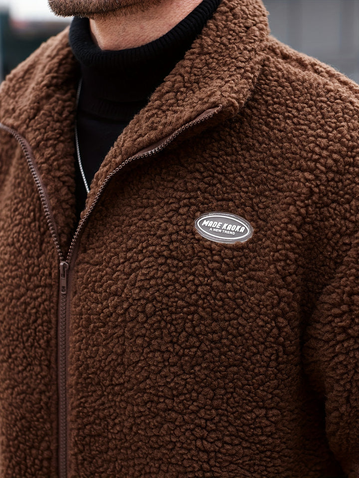 Patched Fleece Lining Jacket