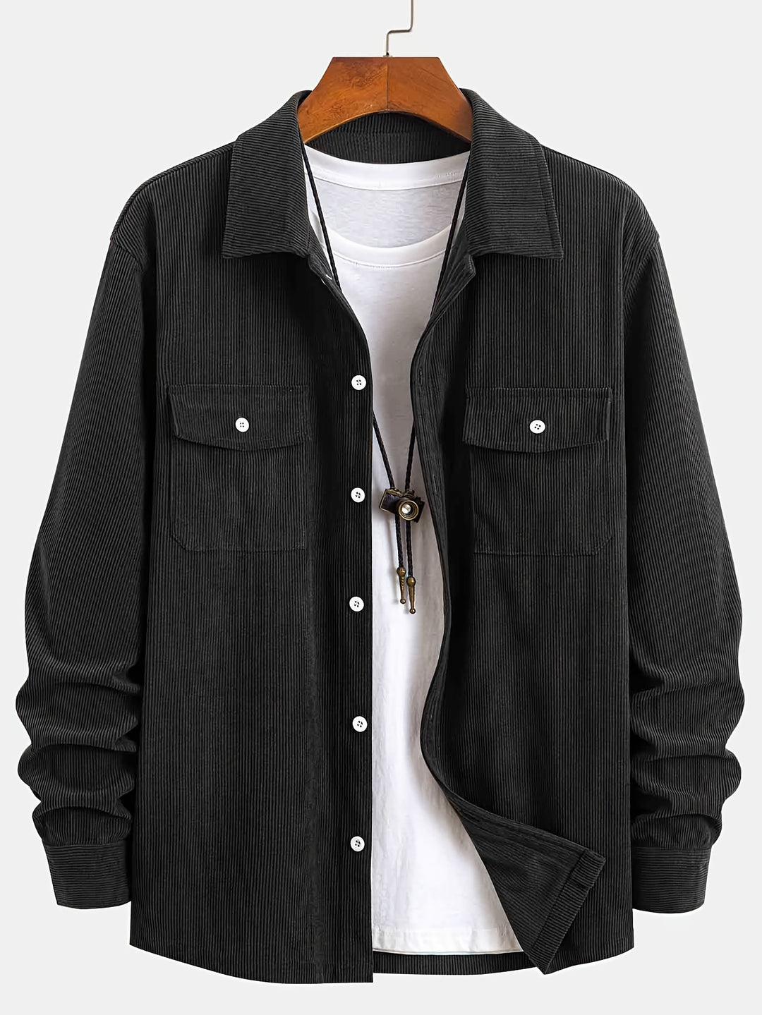 Classic Corduroy Shirt Jacket with Dual Chest Pockets