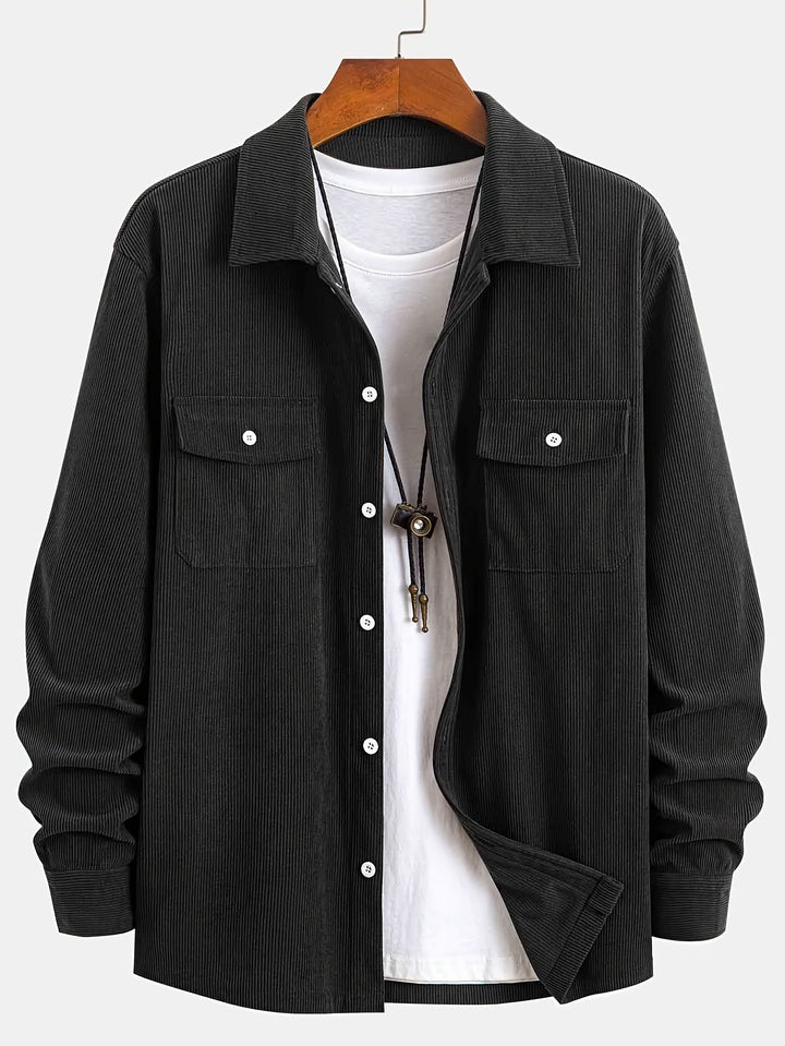 Classic Corduroy Shirt Jacket with Dual Chest Pockets