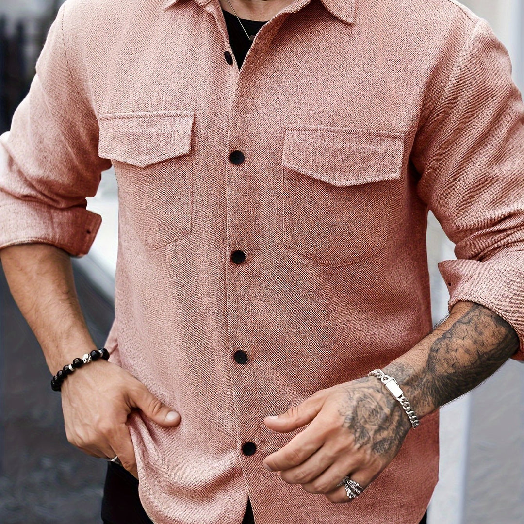 Long Sleeve Lapel Shirt & Chest Pockets