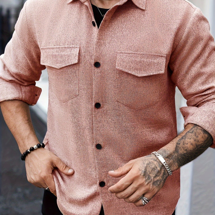 Long Sleeve Lapel Shirt & Chest Pockets