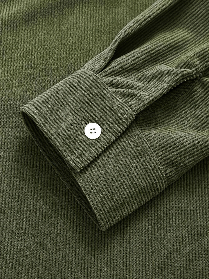 Classic Corduroy Shirt Jacket with Dual Chest Pockets