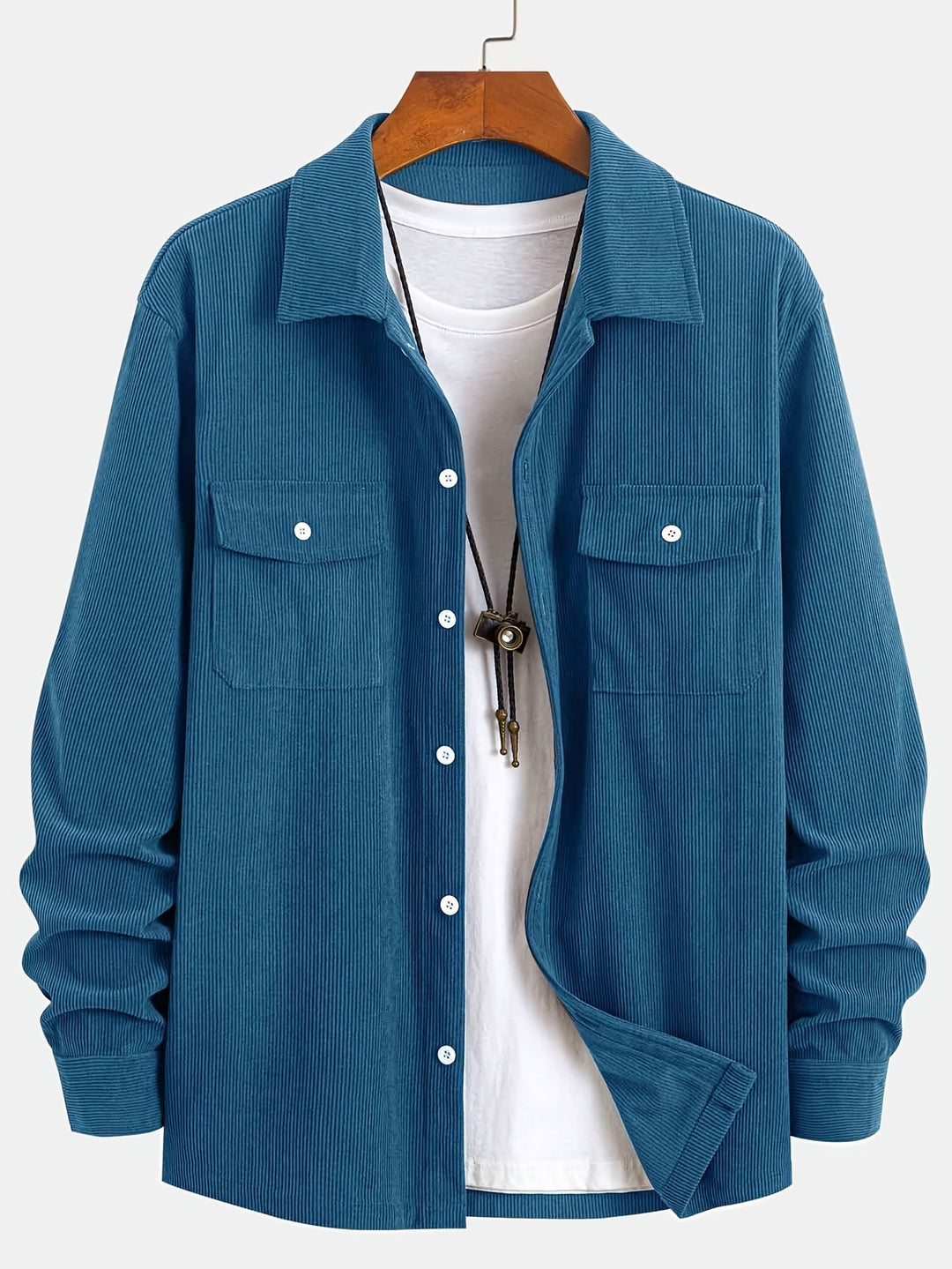 Classic Corduroy Shirt Jacket with Dual Chest Pockets