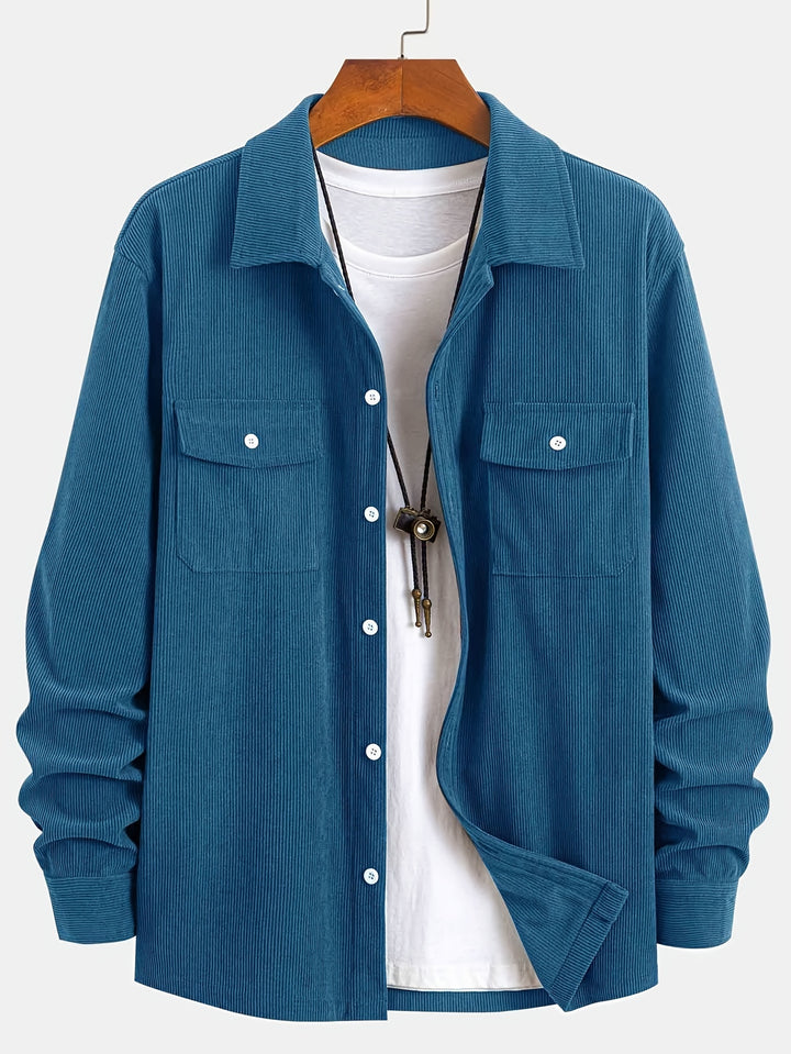 Classic Corduroy Shirt Jacket with Dual Chest Pockets