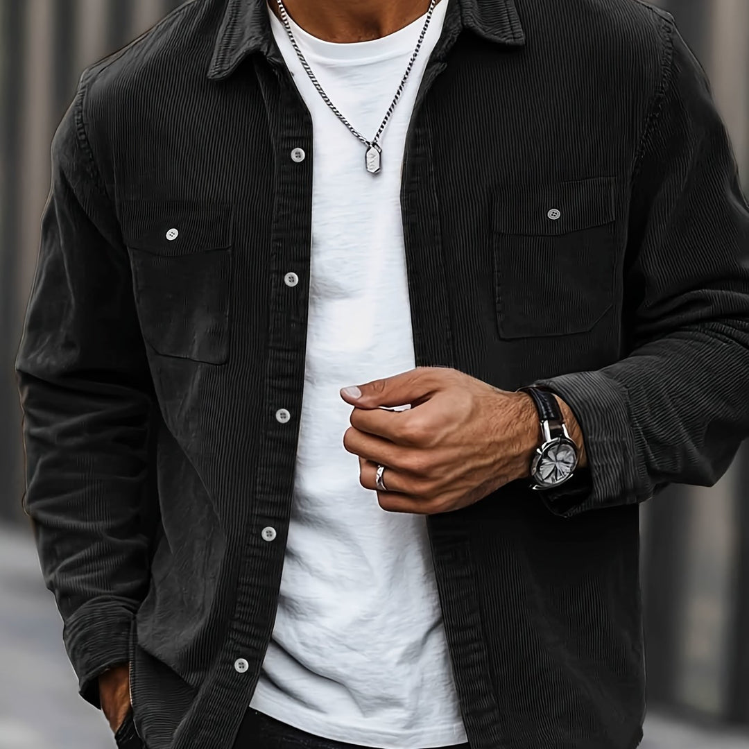 Classic Corduroy Shirt Jacket with Dual Chest Pockets