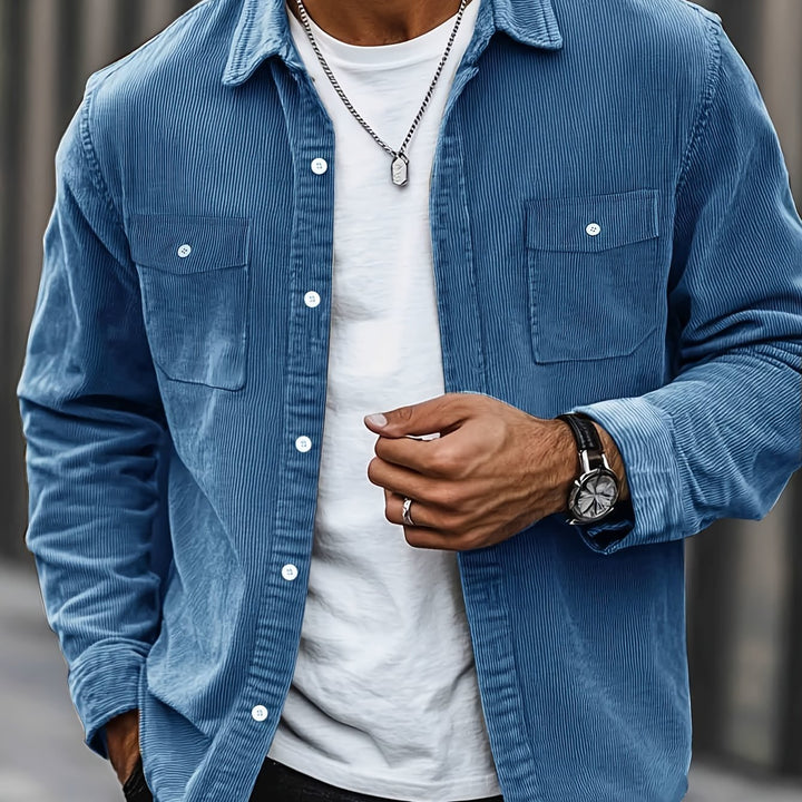 Classic Corduroy Shirt Jacket with Dual Chest Pockets