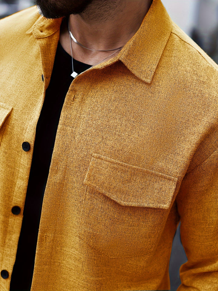 Long Sleeve Lapel Shirt & Chest Pockets