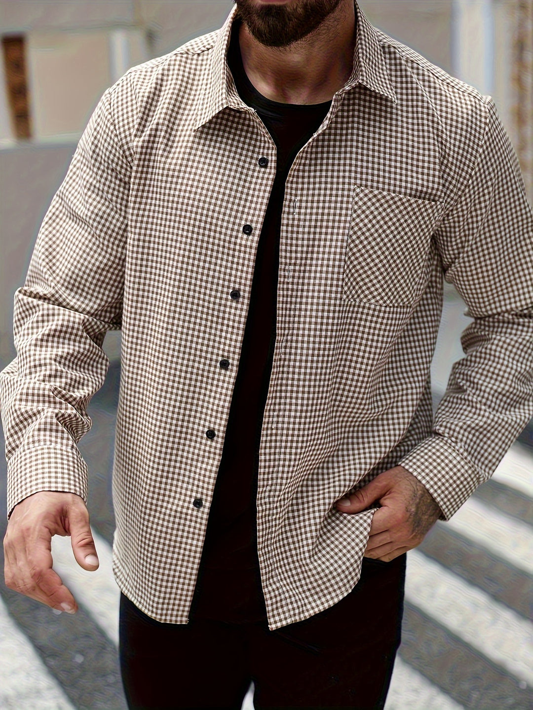 Allover Plaid Long Sleeve Shirt
