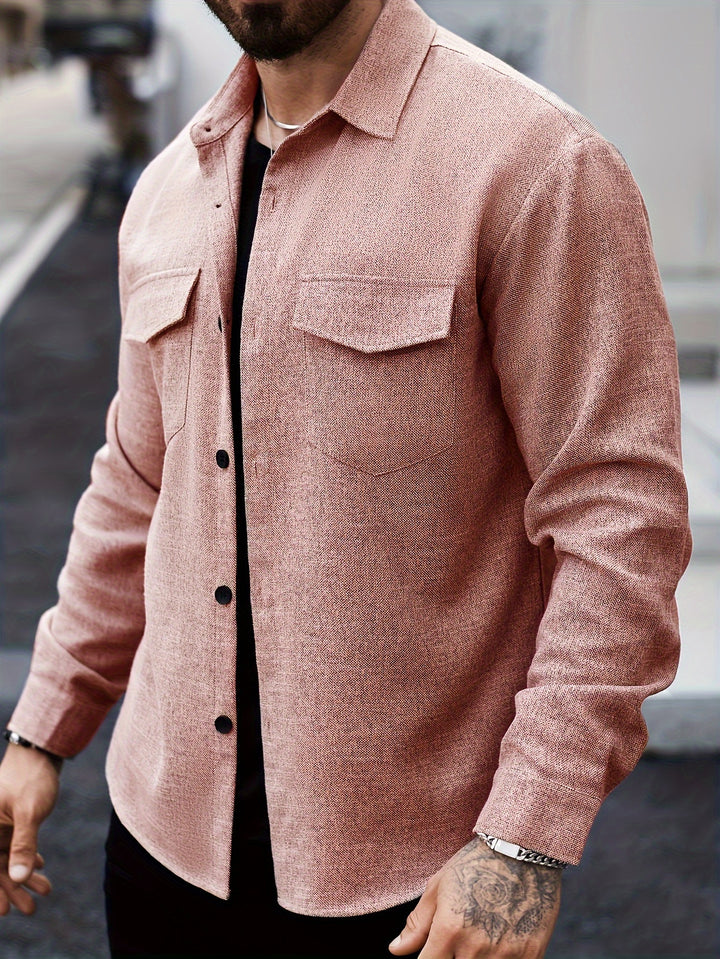 Long Sleeve Lapel Shirt & Chest Pockets
